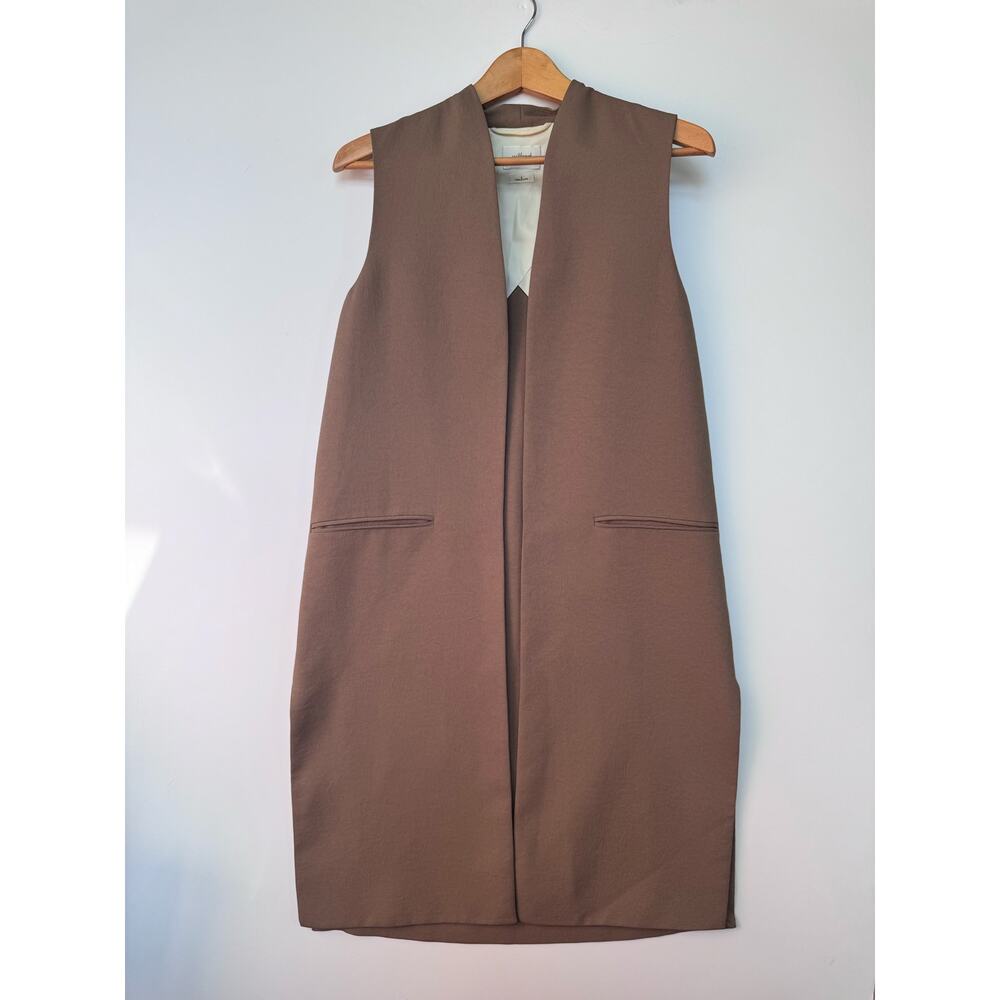 Wilfred Aritzia Japanese Fabric Long Tailored Vest in Cocoa Brown Size Small